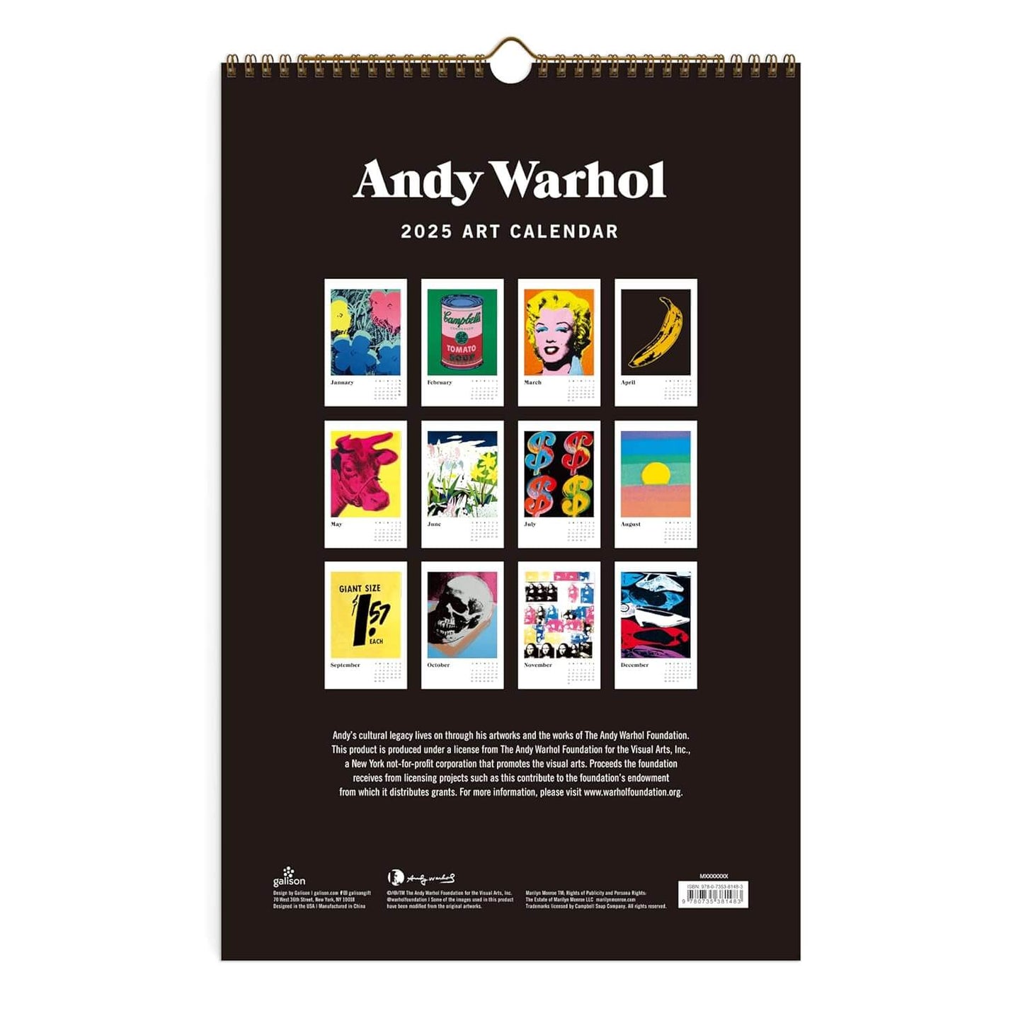 Andy Warhol 2025 Wall Calendar