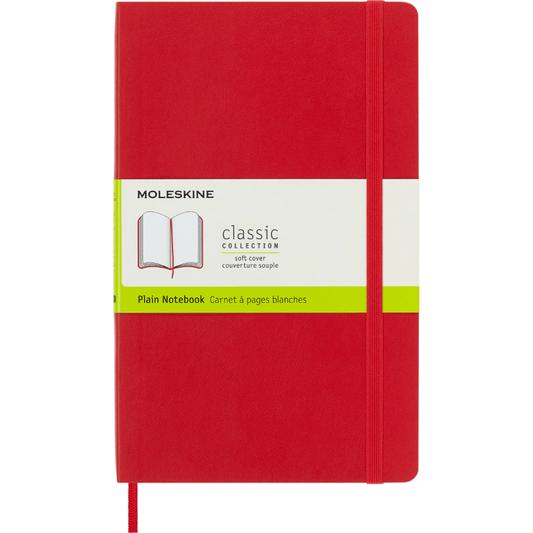 Libreta Clásica Grande Roja Hoja Blanca Pasta Suave