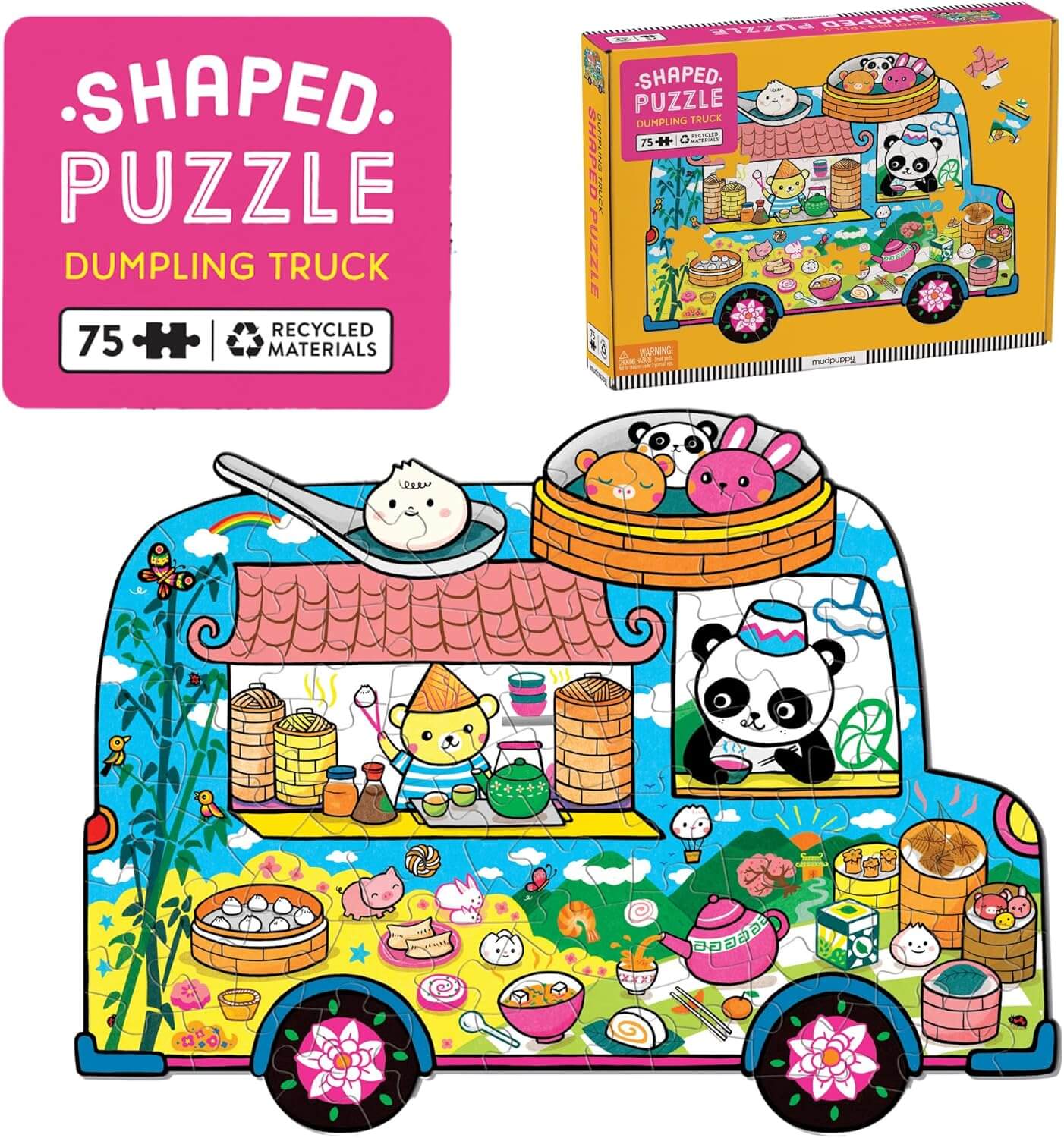 Rompecabezas Dumpling Truck 75 Piece Shaped Scene Puzzle