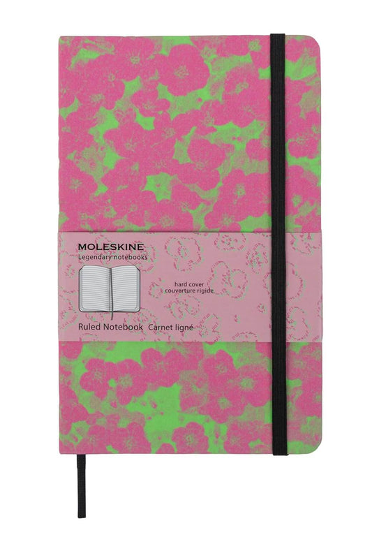 Libreta Fluorescente rosa con verde Grande Hoja Rayada Pasta Dura