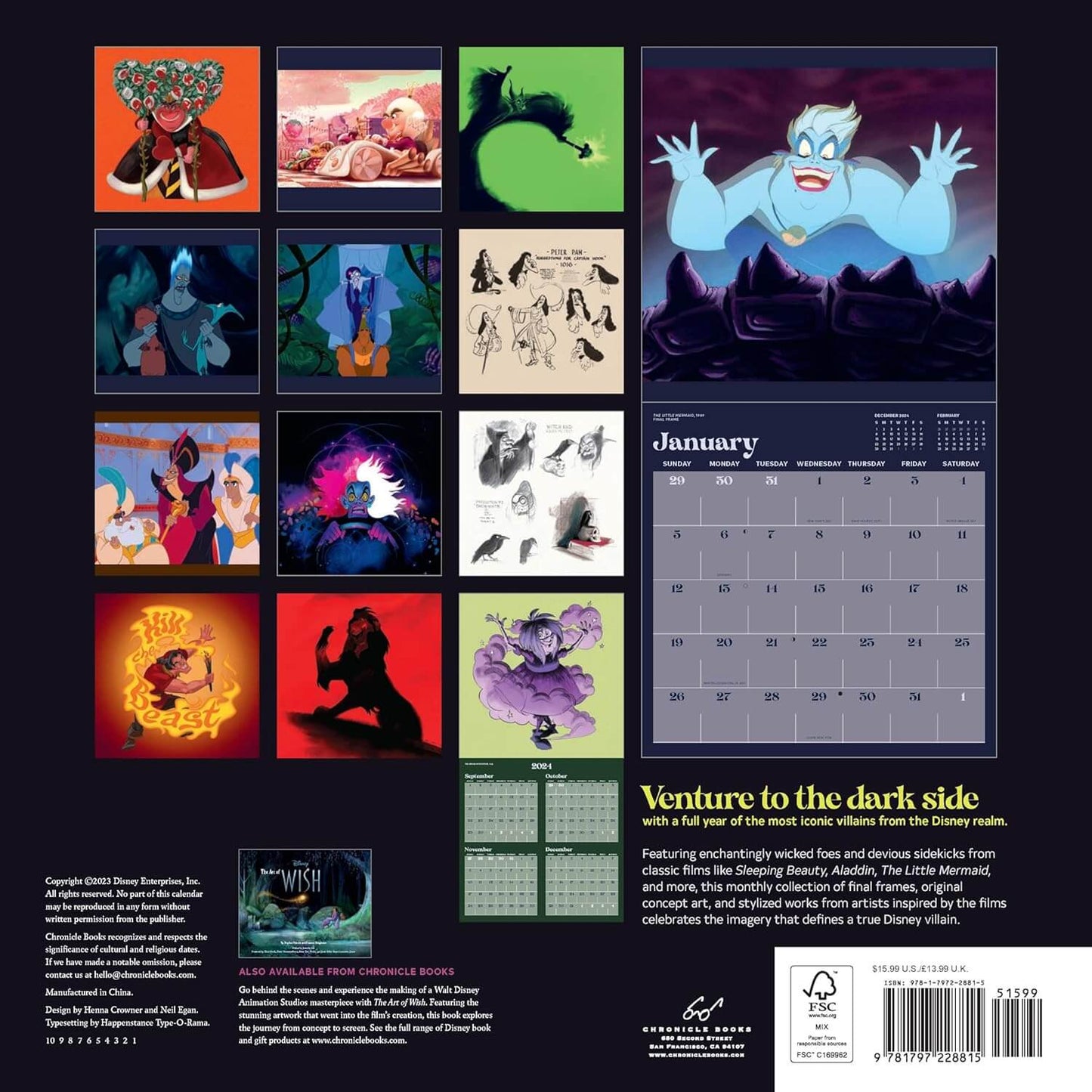 Calendario 2025 Disney Villains Wall Calendar