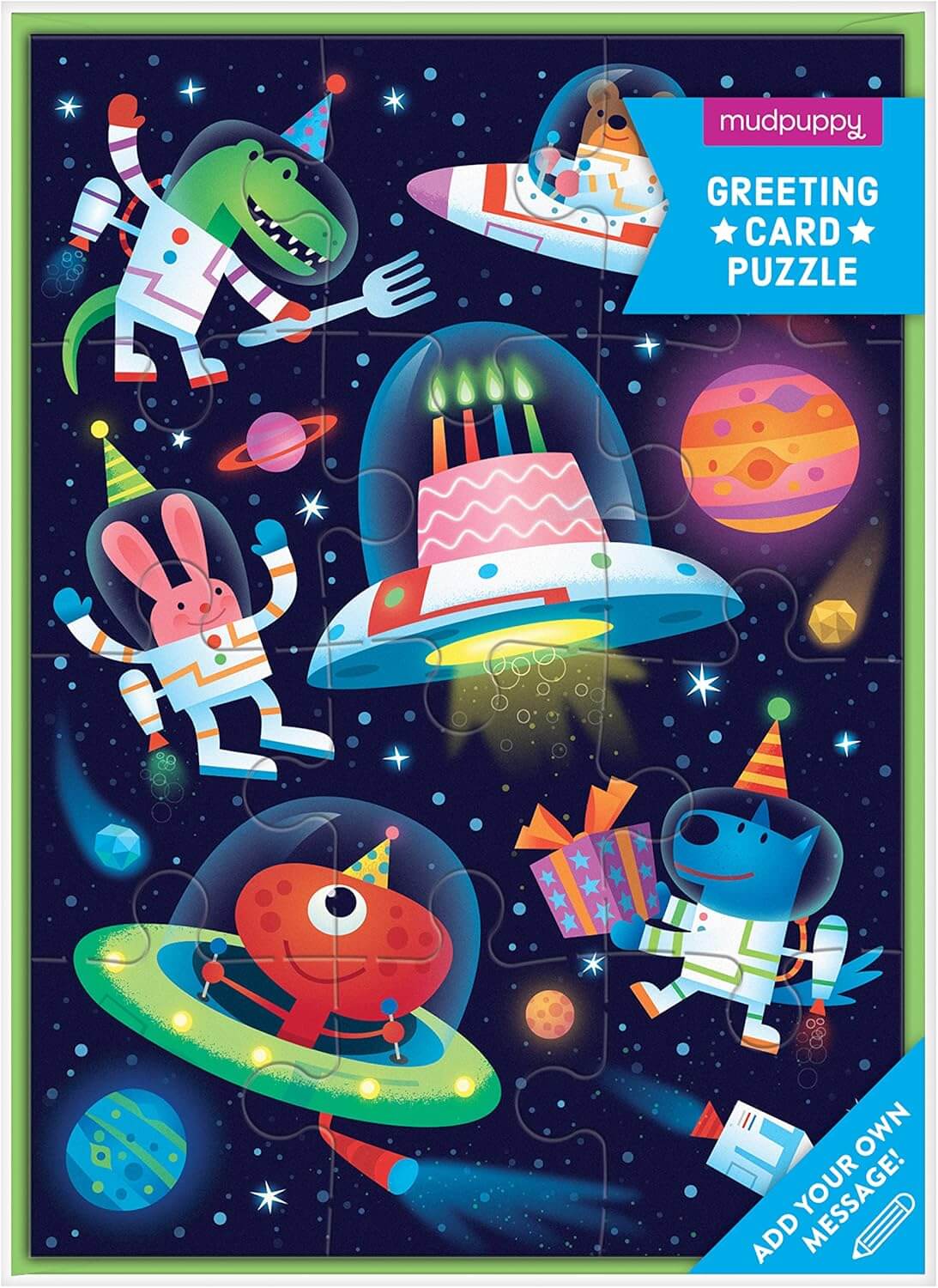 Tarjeta de regalo Cosmic Party Greeting Card Puzzle