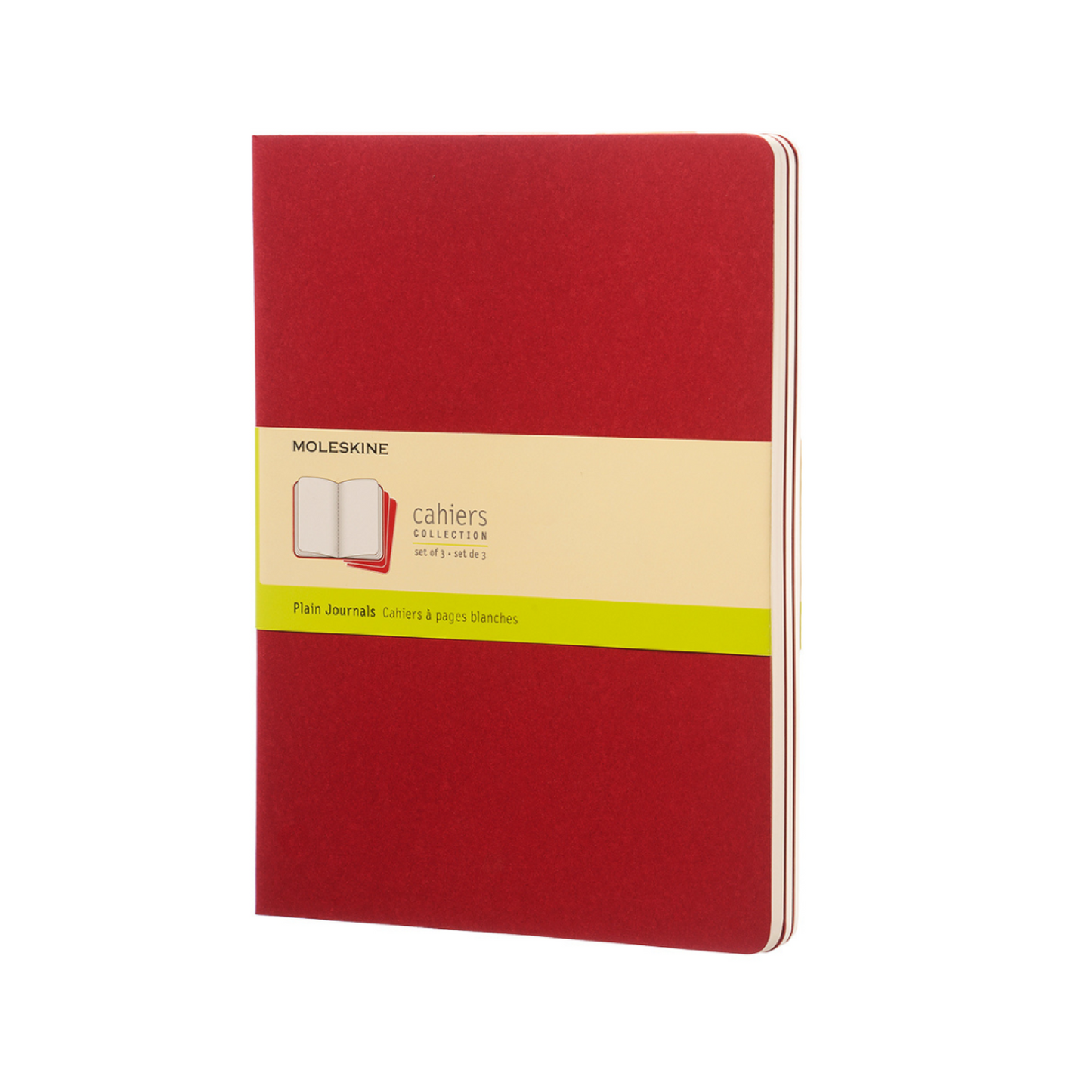 Set de 3 libretas Cahier Extra Grandes Rojas Hoja Blanca Pasta Suave