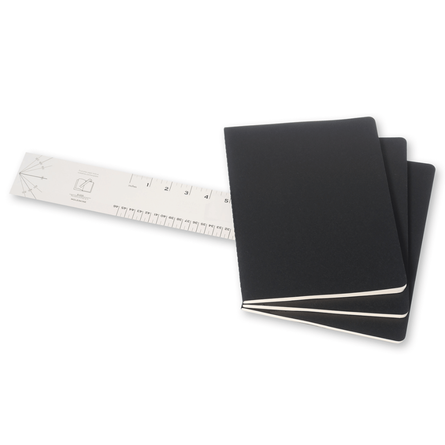 Set de 3 libretas Cahier Extra Grandes Negras Hoja Cuadrada Pasta Suave