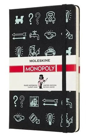 Libreta Monopoly grande negra hoja rayada pasta dura