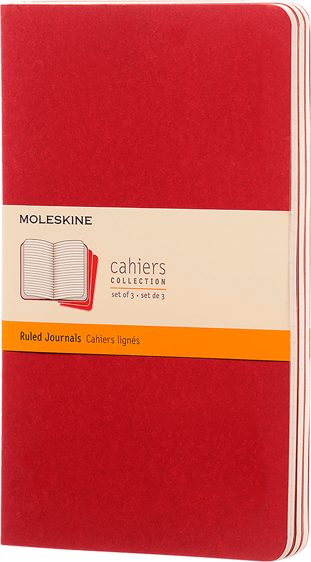 Set Cahier 3 libretas Grandes Rojas Hoja Rayada Pasta Suave