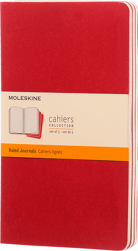 Set Cahier 3 libretas Grandes Rojas Hoja Rayada Pasta Suave