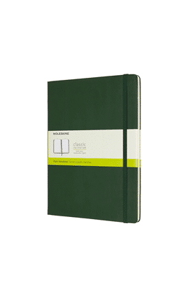 Libreta clásica extra grande verde mirto hoja blanca pasta dura