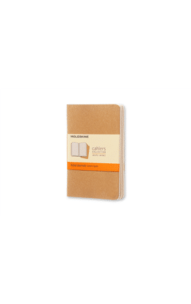 Set de 3 libretas tamaño bolsillo color kraft hoja rayada pasta suave