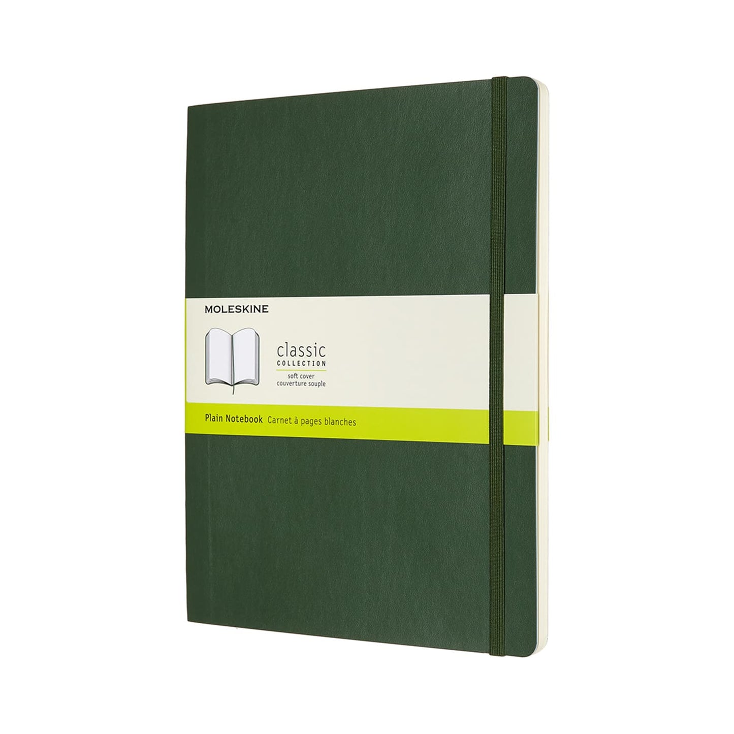 Libreta clásica extra grande verde mirto hoja blanca pasta suave