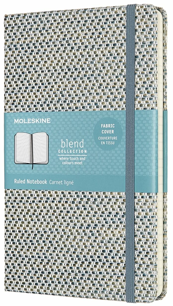 Libreta blend jacquard grande azul hoja rayada pasta dura