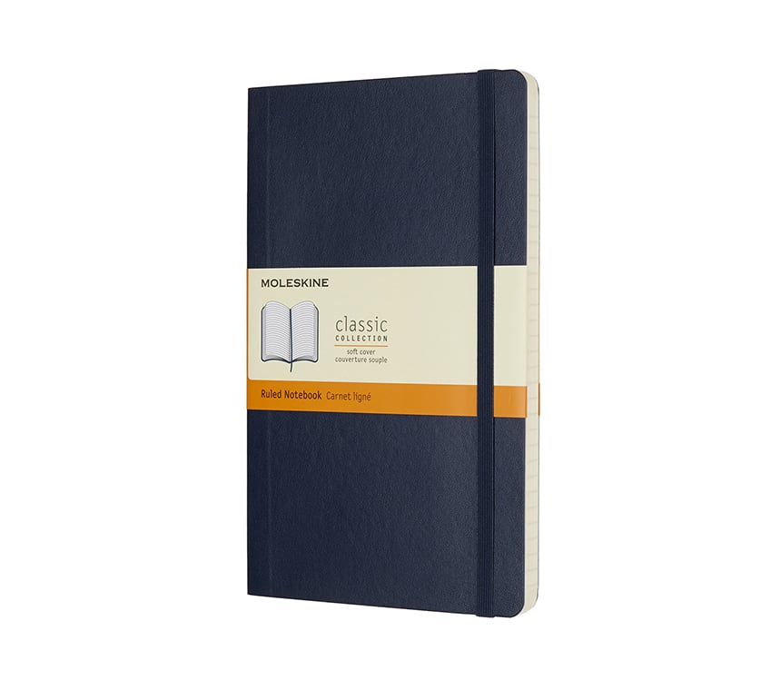 Libreta clásica grande azul zafiro hoja rayada pasta suave