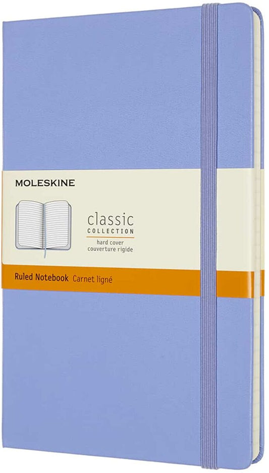 Libreta clásica grande azul hortensia hoja rayada pasta dura