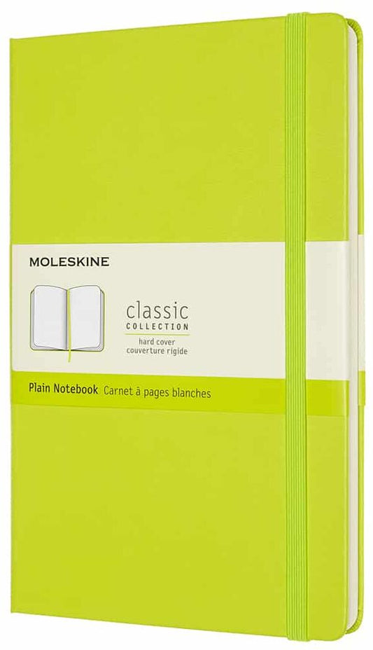 Libreta clásica grande verde limón hoja blanca pasta dura