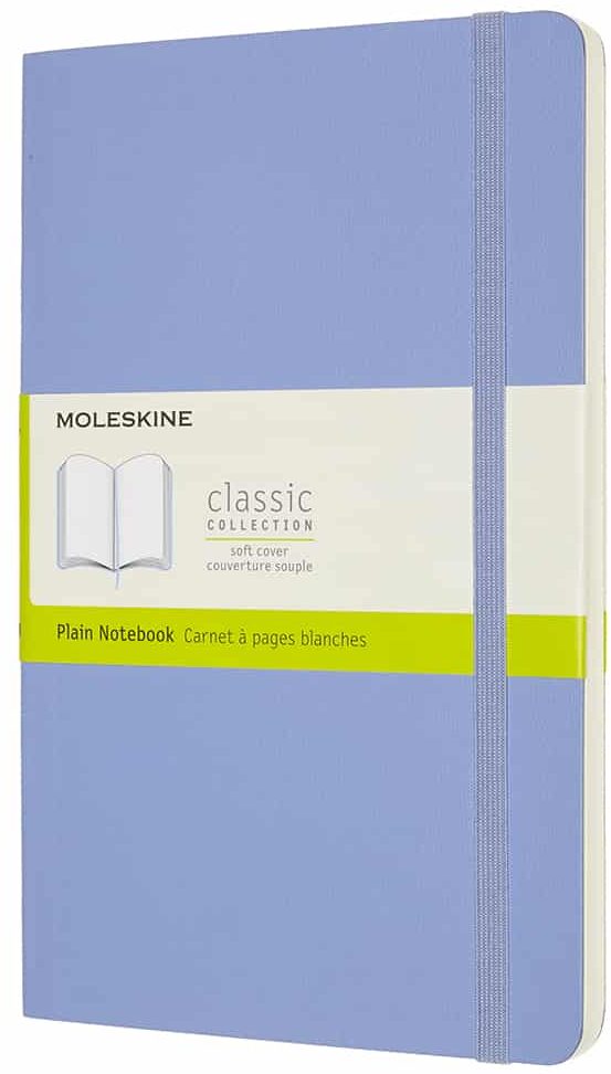 Libreta clásica grande azul hortensia hoja blanca pasta suave