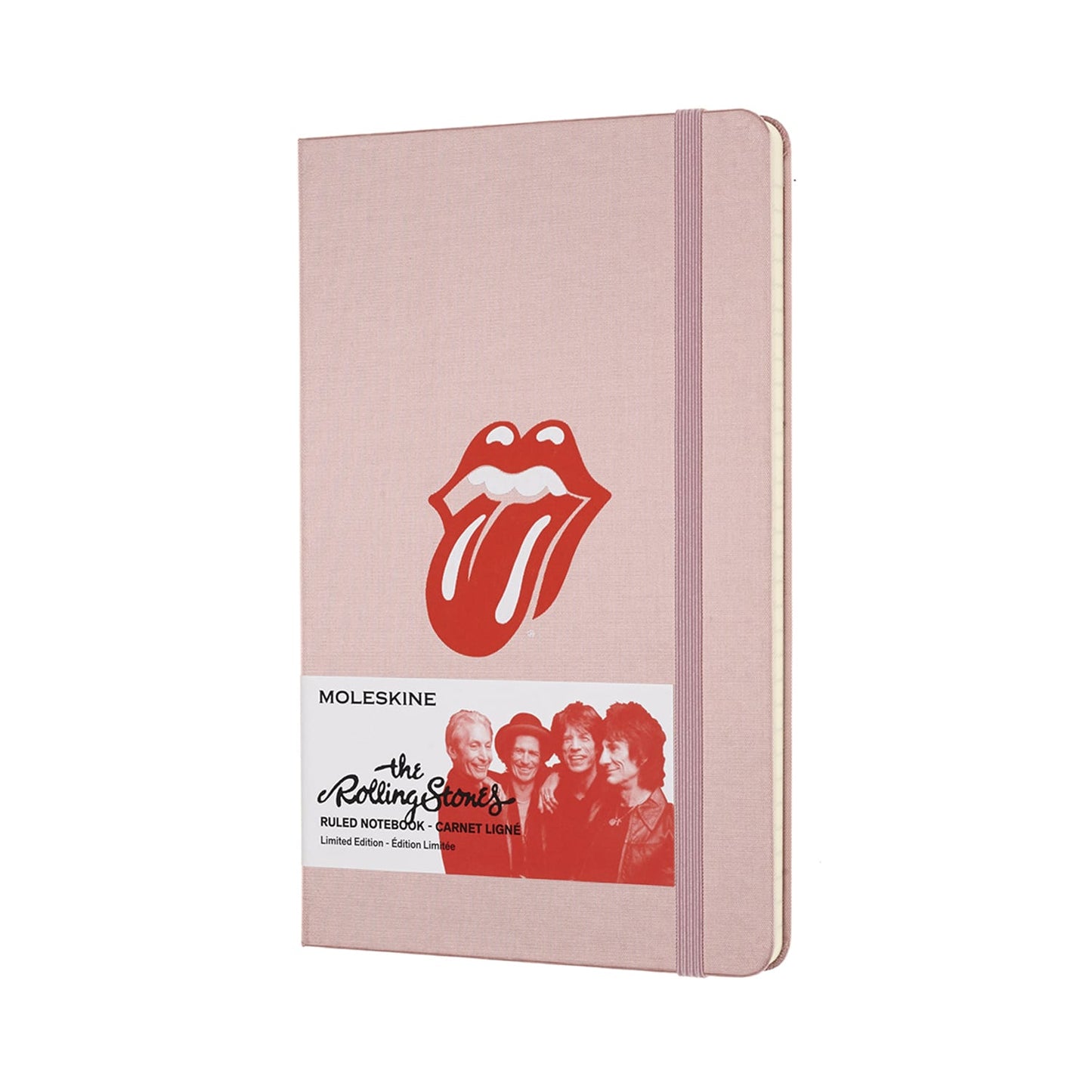 Libreta Rolling Stones grande rosa hoja rayada pasta dura