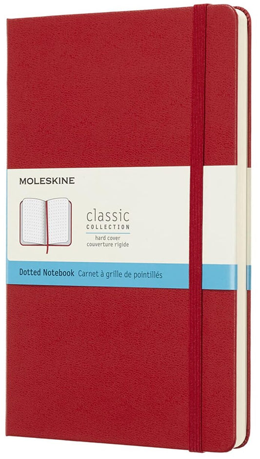 Libreta clásica grande roja hoja punteada pasta dura