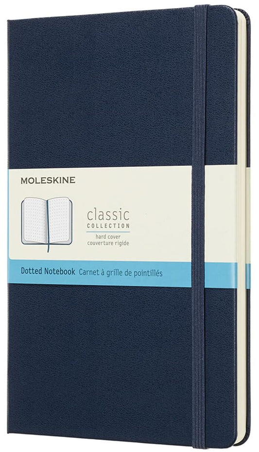 Libreta clásica grande azul zafiro hoja punteada pasta dura