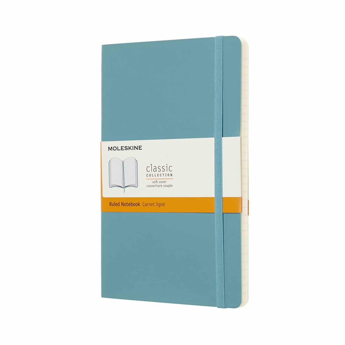 Libreta clásica grande azul arrecife hoja rayada pasta suave