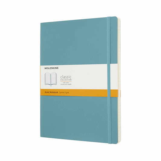 Libreta clásica extra grande azul arrecife hoja rayada pasta suave