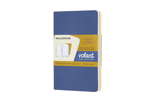 Set de 2 libretas de bolsillo ambar y azul  hoja blanca pasta suave