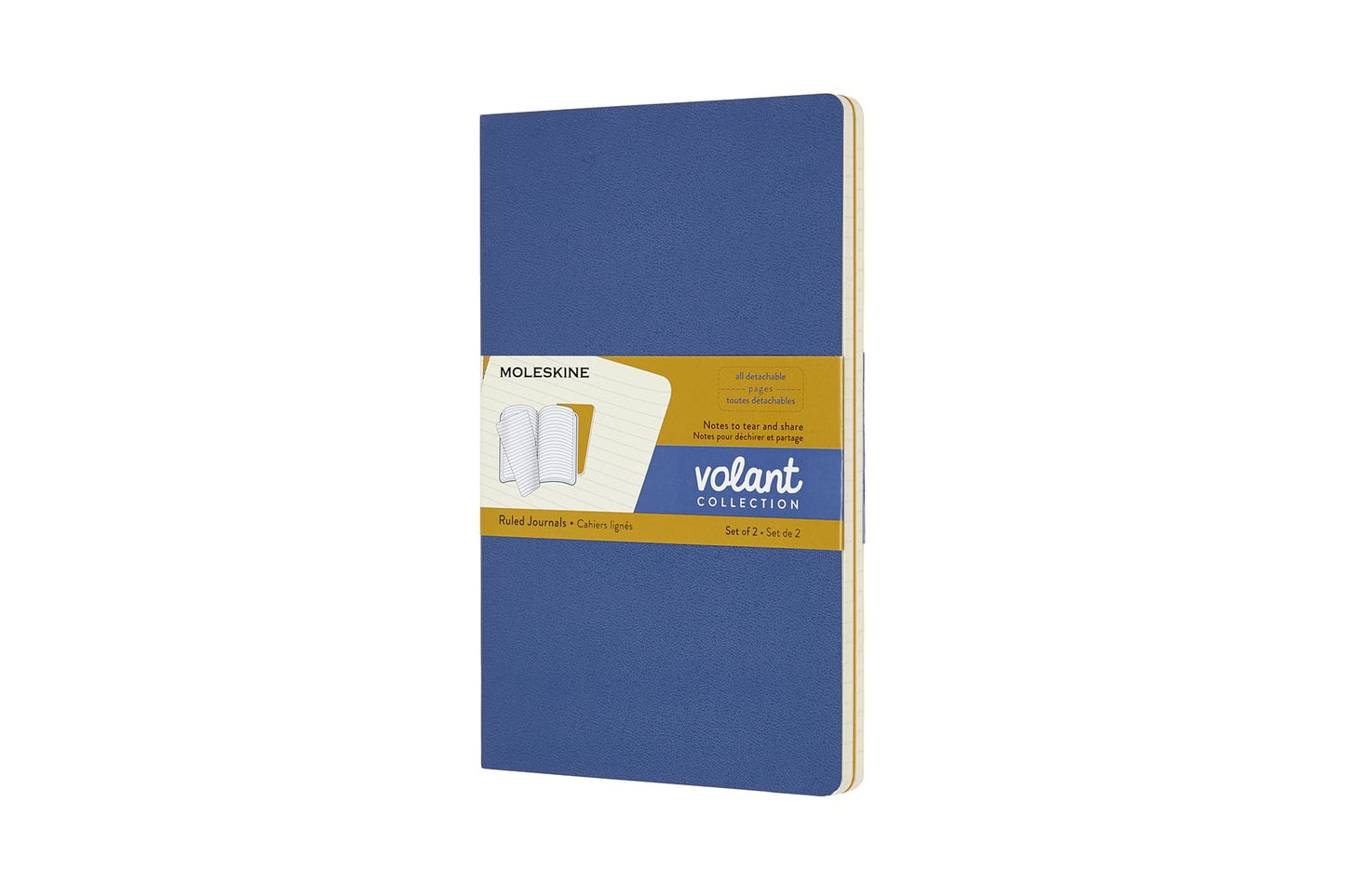 Set de 2 libretas grandes ambar y azul  hoja blanca pasta suave