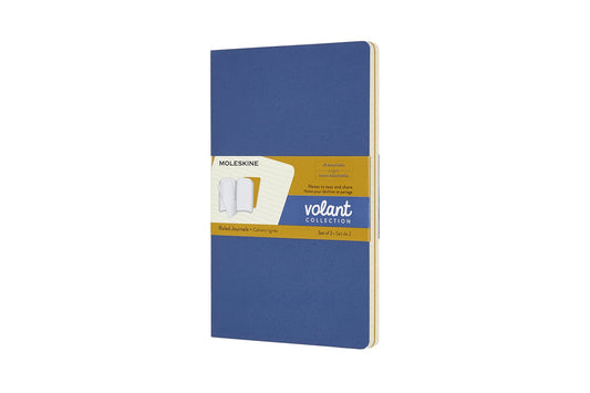 Set de 2 libretas grandes ambar y azul  hoja blanca pasta suave