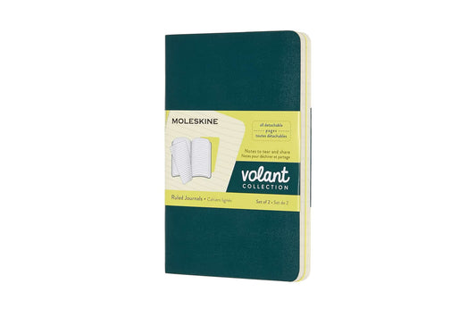 Set de 2 libretas de bolsillo verdes y amarillas hoja rayada pasta suave