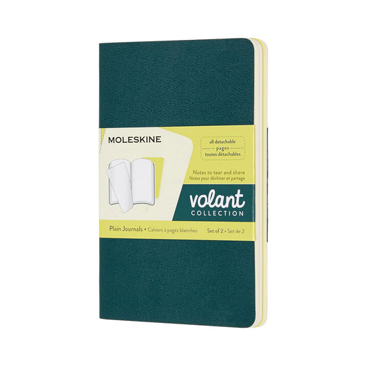 Set de 2 libretas tamaño bolsillo verdes y amarillas hoja blanca pasta suave