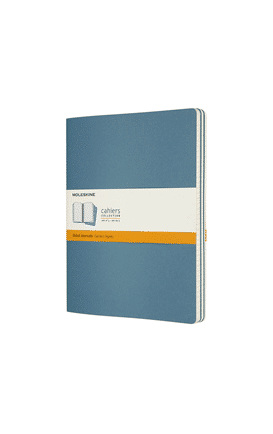 Set de 3 libretas extra grandes azul enérgico hoja rayada pasta suave