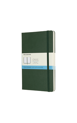 Libreta clásica grande verde mirto hoja punteada pasta dura