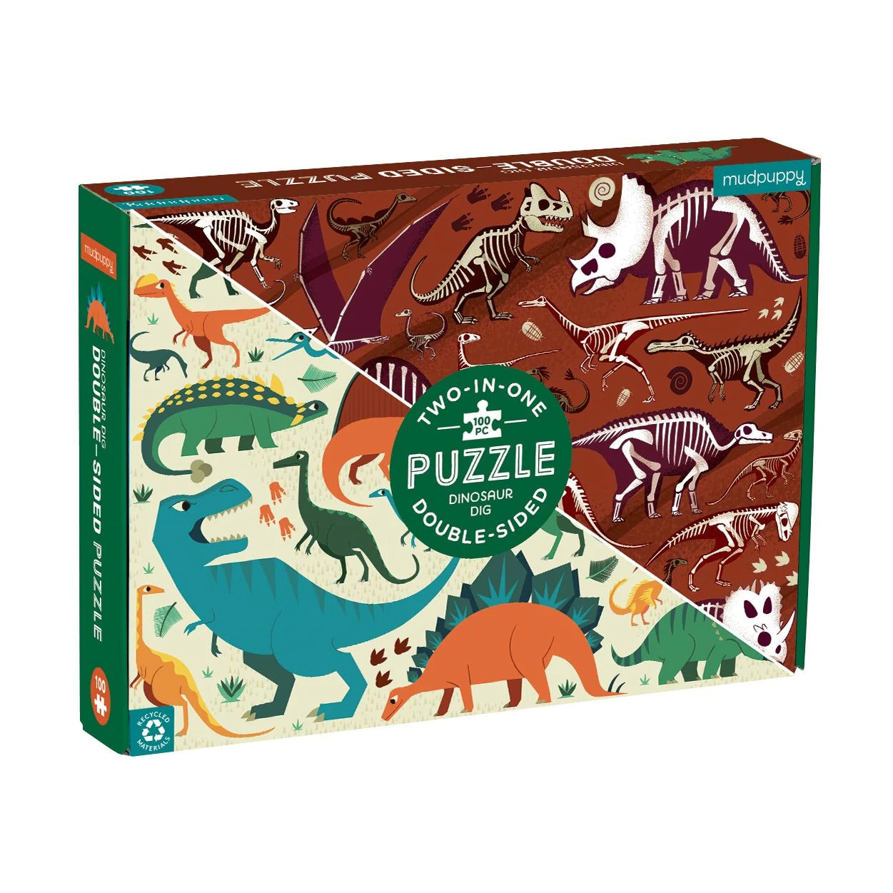 Rompecabezas Dinosaur Dig 100 Piece Double-Sided Puzzle