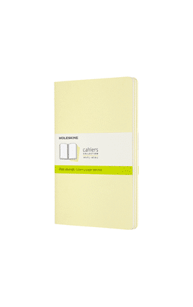 Set de 3 libretas grandes amarillas hoja blanca pasta suave