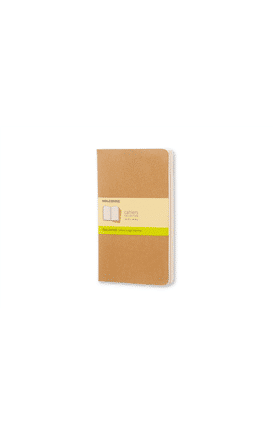 Set de 3 libretas grandes color kraft hoja blanca pasta suave