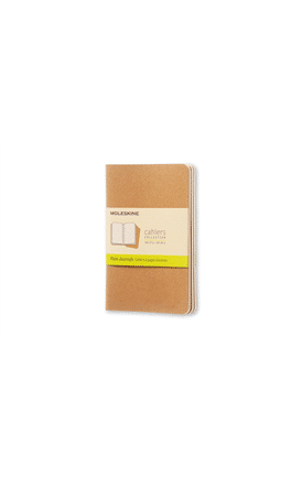 Set de 3 libretas tamaño bolsillo color kraft hoja blanca pasta suave