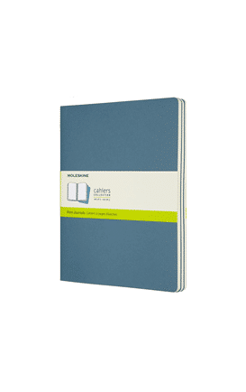 Set de 3 libretas extra grandes azul enérgico hoja blanca pasta suave