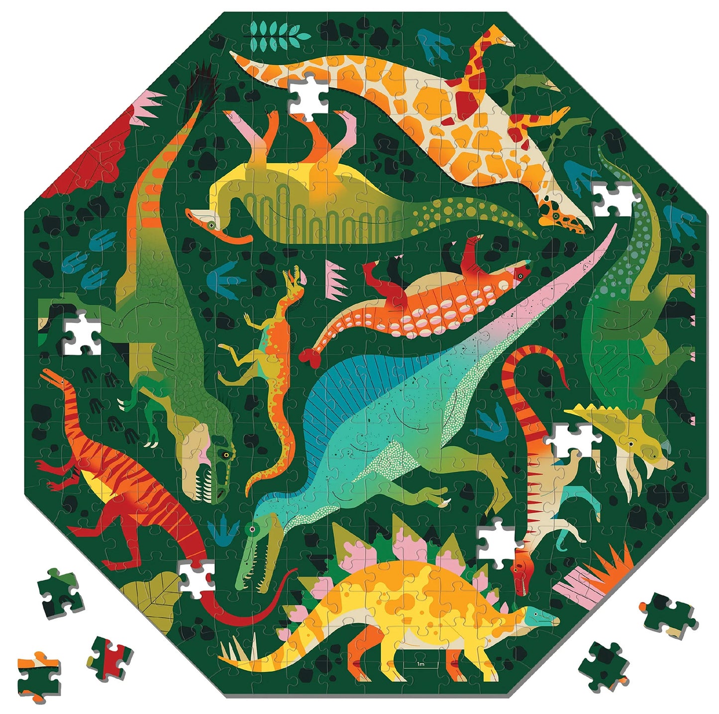 Dinosaurs to Scale Rompecabezas 300 piezas octagonal