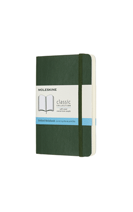 Libreta clásica de bolsillo verde mirto hoja punteada pasta suave